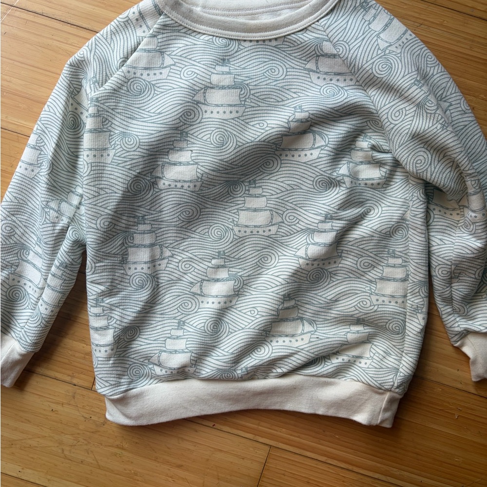 Kids Nautical Patterned Sweatshirt - Cream and Gray